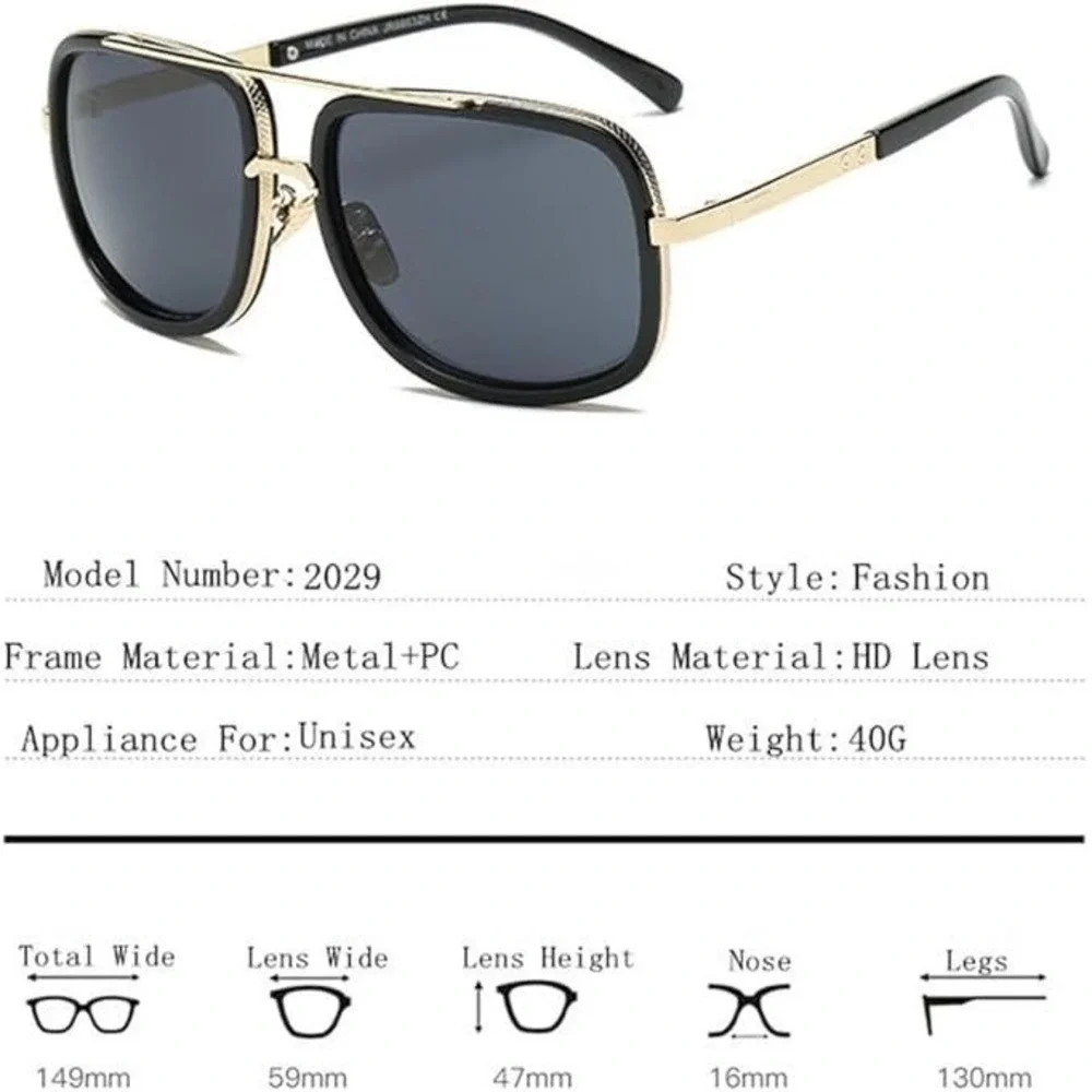 Rectangular Sunglasses Retro Classic Driving Outdoor Style Trendy Demi Pilot New